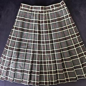 Vintage High Waist Petite Sophisticate Grey Pleated Plaid
